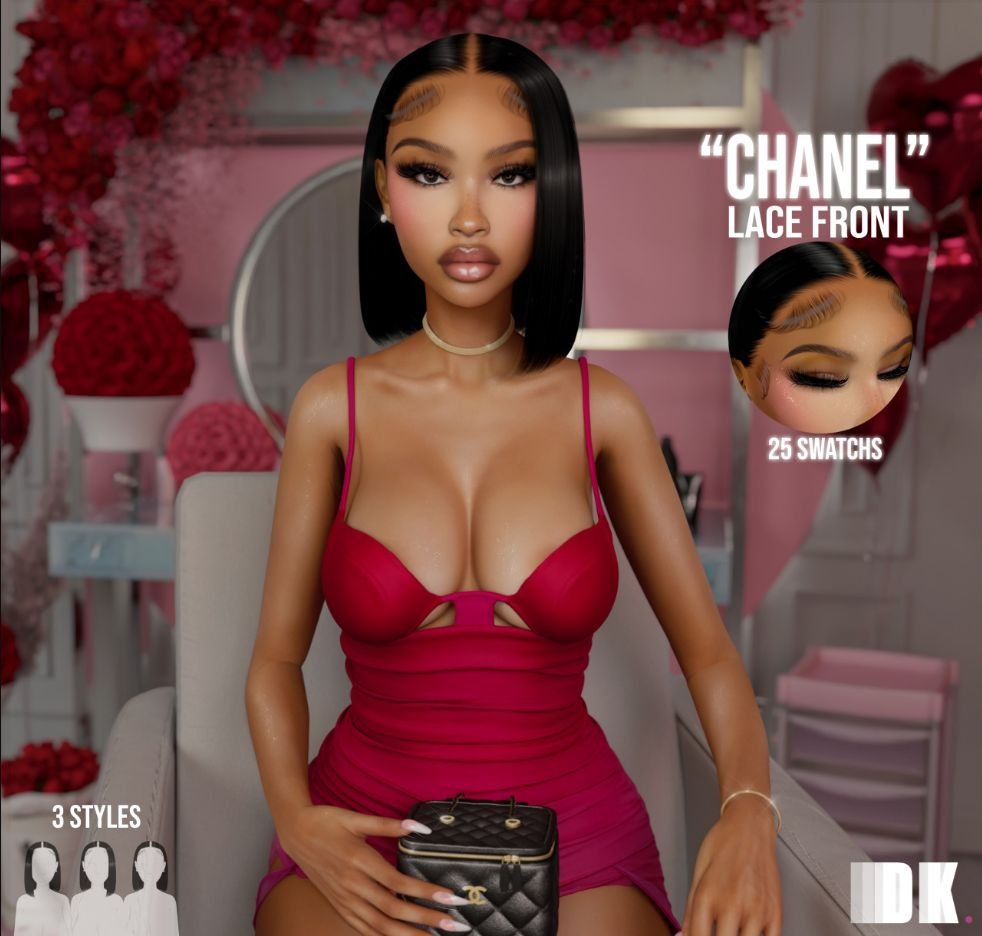 Chanel Lace Front by DarkPink Sims 4 hair CC