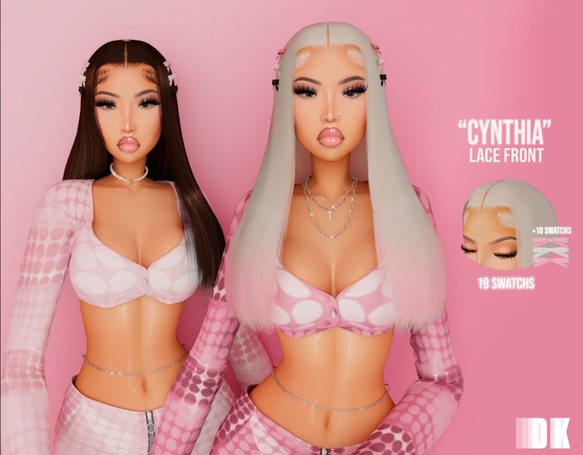 Cynthia Lace Front by DarkPink Sims 4 straight hair CC