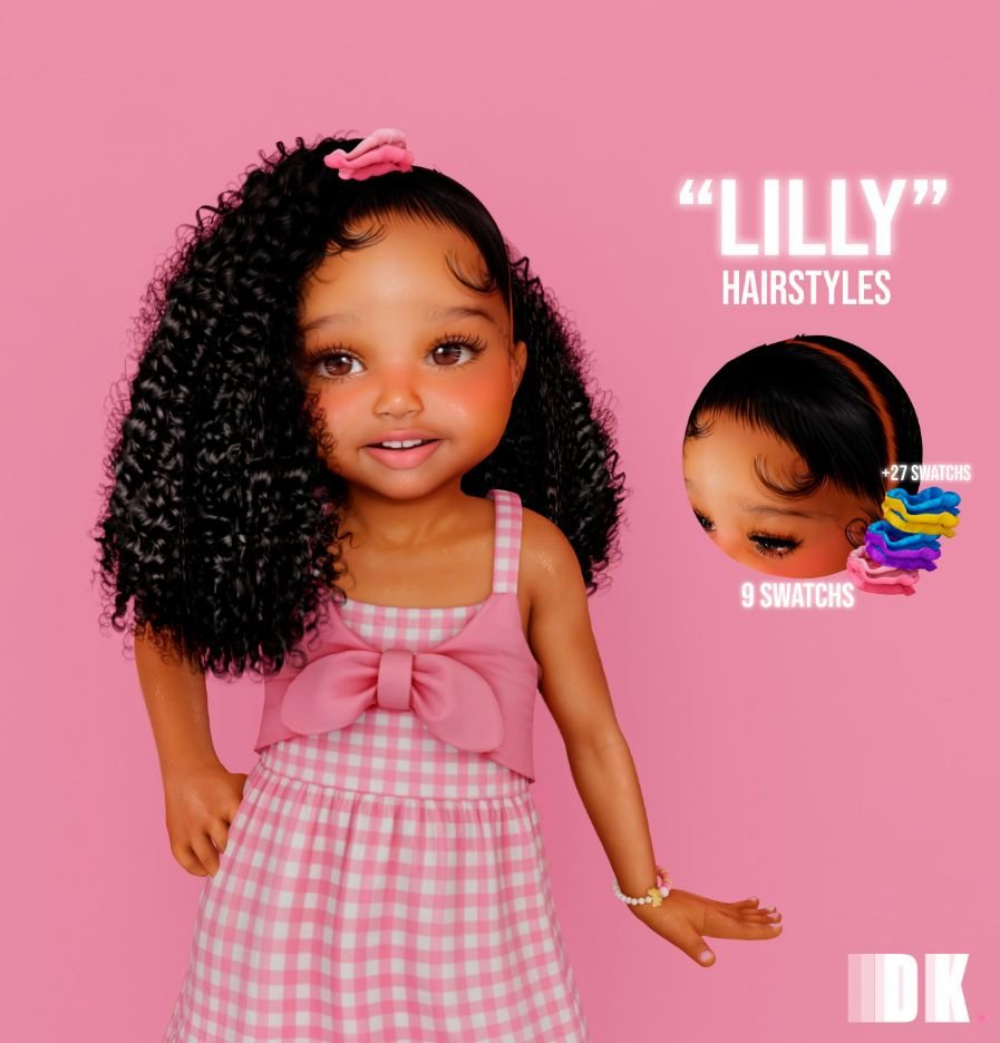 Lilly Hairstyles by DarkPink Sims 4 child and toddler curly hair CC