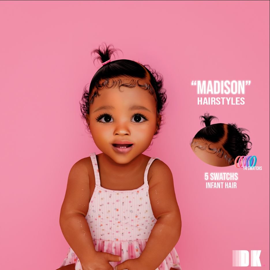 Madison Hairstyles by DarkPink Sims 4 infant and child hair CC