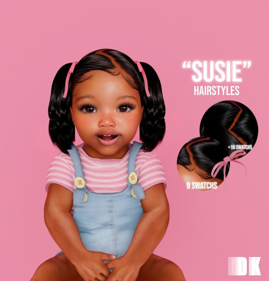Susie Hairstyles by DarkPink Sims 4 toddler and infant hair CC